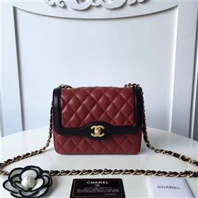 Chanel lambskin new 17cm flap wine shoulder bag 6171