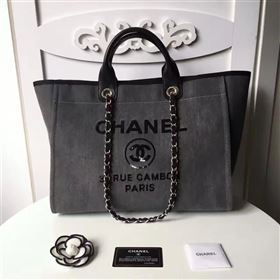 Chanel A68046 original canvas shopping handbag gray bag 6175