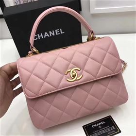 Chanel lambskin sandwich flap handbag pink bag 6180