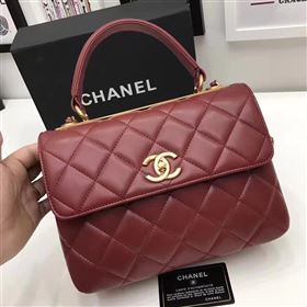 Chanel lambskin sandwich flap handbag wine bag 6181