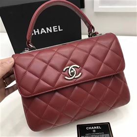 Chanel lambskin sandwich flap handbag wine bag 6182