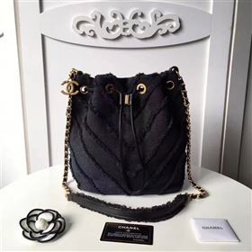 Chanel original canvas bucket black shoulder bag 6184
