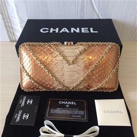 Chanel python evening clutch gold shoulder bag 6186