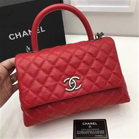 chaneI A92991 caviar lambskin tote handbag red bag 6195