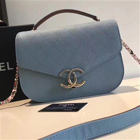 Chanel A93622 caviar lambskin blue handbag tote bag 6198