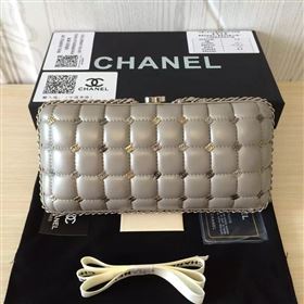 Chanel A94433 lambskin evening clutch handbag gray bag 6102