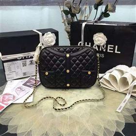 Chanel A91386 lambskin shoulder handbag black bag 6104