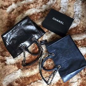 Chanel A68046 calfsin large black shopping bag 6115