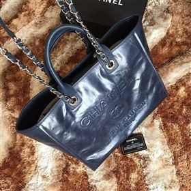 Chanel A68046 calfsin large blue shopping bag 6116