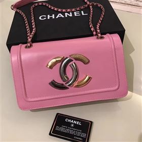 Chanel A93484 lambskin shoulder tote pink flap bag 6117