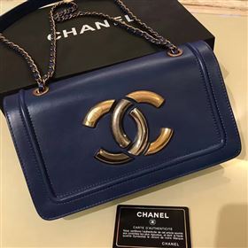 Chanel A93484 lambskin shoulder tote blue flap bag 6119