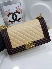 Chanel A67086 lambskin le boy tri handbag apricot bag 6123