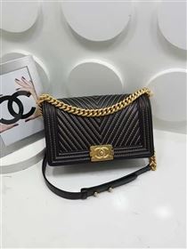 Chanel A92493 lambskin le boy handbag black bag 6126