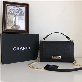 Chanel A93701 lambskin small tote handbag black bag 6134