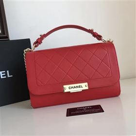 Chanel A93702 deerskin medium tote handbag red bag 6136