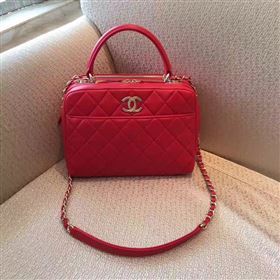 Chanel lambskin tote shoulder handbag red bag 6214
