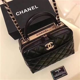 Chanel lambskin tote shoulder handbag black bag 6216