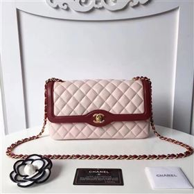Chanel lambskin tri classic flap pink shoulder bag 6222