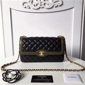 Chanel lambskin tri classic flap black shoulder bag 6225