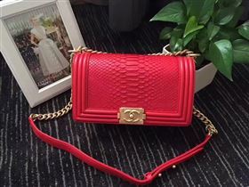 Chanel python medium le boy handbag red bag 6234