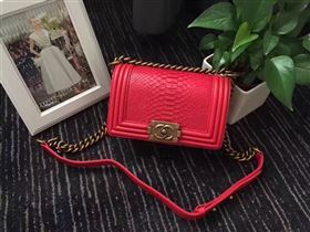 Chanel python small le boy handbag red bag 6236