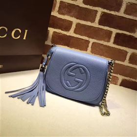 Gucci mini light blue soho shoulder tassel bag 6387