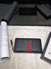 Gucci zipper leather wallet black bag 6339
