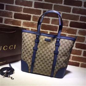 Gucci GG gray v blue large tote shoulder bag 6473