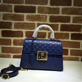 Gucci large blue padlock handle top bag 6428