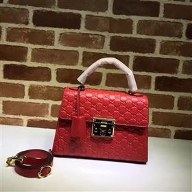 Gucci large red padlock handle top bag 6431