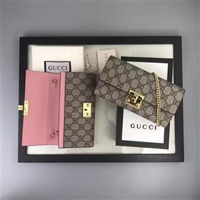 Gucci GG woc gray with pink wallet shoulder bag 6555