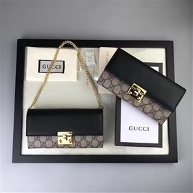 Gucci GG woc shoulder wallet gray black with bag 6556