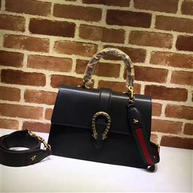 Gucci large padlock bamboo black handle bag 6576