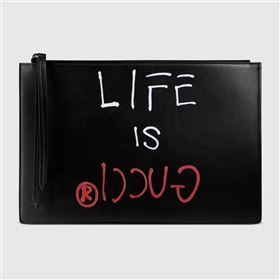 Gucci life is black clutch bag 6589