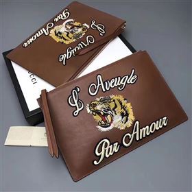 Gucci large GG clutch coffee dark bag 6594