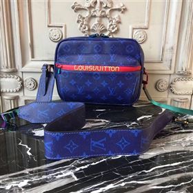 LV Men Louis Vuitton Monogram Zipper Shoulder Bag M42631 Messenger Handbag Blue 6657