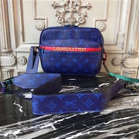 LV Men Louis Vuitton Monogram Zipper Shoulder Bag M42631 Messenger Handbag Blue 6657