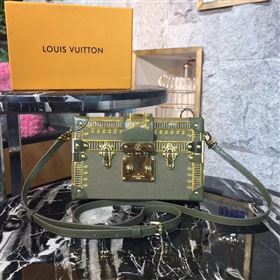 M54765 LV Louis Vuitton Petite Malle Box Bag Monogram Handbag Green 6668