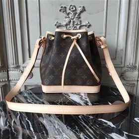M40817 LV Louis Vuitton Monogram Noe BB Bag Leather Shoulder Handbag Brown 6673