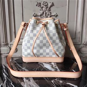 M41220 LV Louis Vuitton Damier Noe BB Bag Leather Shoulder Handbag White 6674