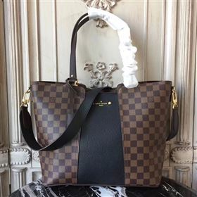 N44023 LV Louis Vuitton Monogram Jersey Bag Zipper Tote Leather Handbag Black 6680