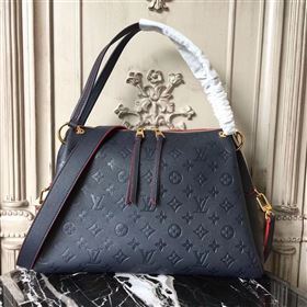 M43721 LV Louis Vuitton Monogram PONTHIEU PM Bag Zipper Real Leather Handbag Navy 6682