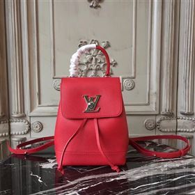 M54573 LV Louis Vuitton Lockme Mini Backpack Bag Real Leather Handbag Red 6692