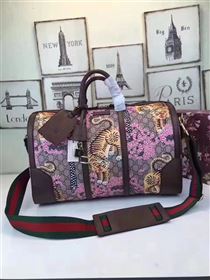 Gucci large boston luggage tri pink gray bag 6612