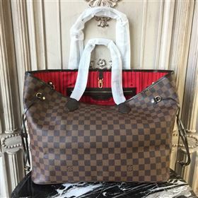 LV Louis Vuitton Monogram Neverfull 40 GM Handbag N51105 Damier Bag Coffee 6627