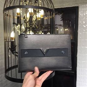 LV Louis Vuitton M62092 Twist Pochette Essential V Clutch Handbag Epi Leather Bag Gray 6635