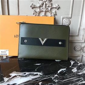 LV Louis Vuitton M62092 Twist Pochette Essential V Clutch Handbag Epi Leather Bag Green 6636