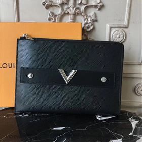 LV Louis Vuitton Twist Pochette Essential V Clutch Handbag M62092 Epi Leather Bag Black 6637