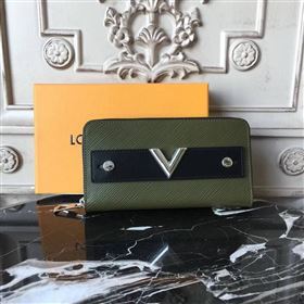 LV Louis Vuitton M62522 Twist Zippy Wallet Epi Leather Essential V Handbag Bag Green 6639
