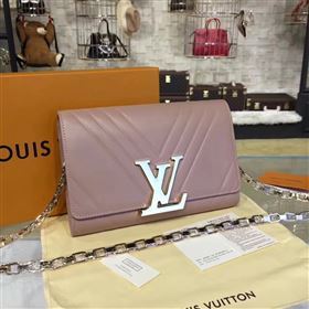 M54230 LV Louis Vuitton Chain Louise Handbag Real Leather Shoulder Bag Nude 6781